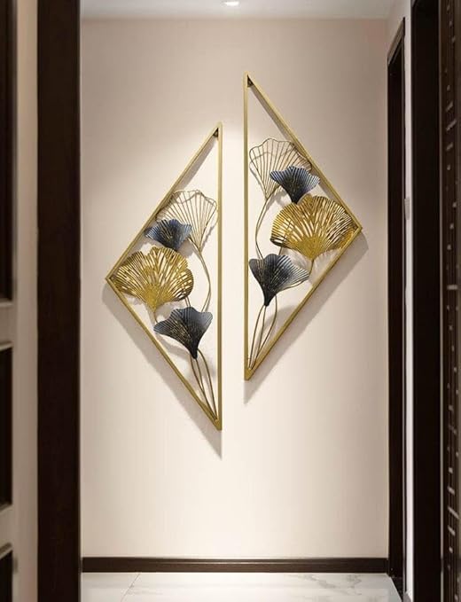 Geometric Metal Ginkgo Leaf Wall Art – Luxe 3D Decor