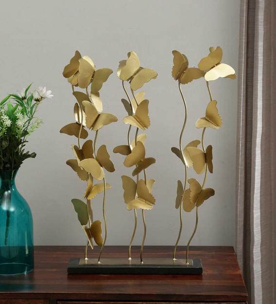 Elegant Metal Golden Butterfly Sculpture - Nestern