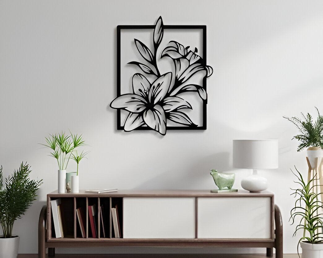 Floral Metal Wall Art – Elegant Lily Blossom Décor