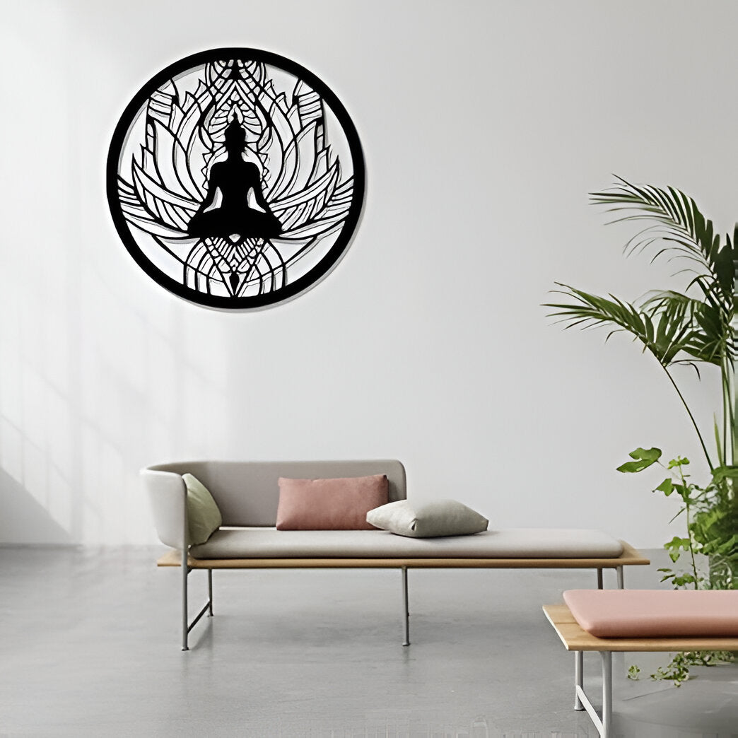 Laser-Cut Meditating Buddha Wall Art – Spiritual Décor