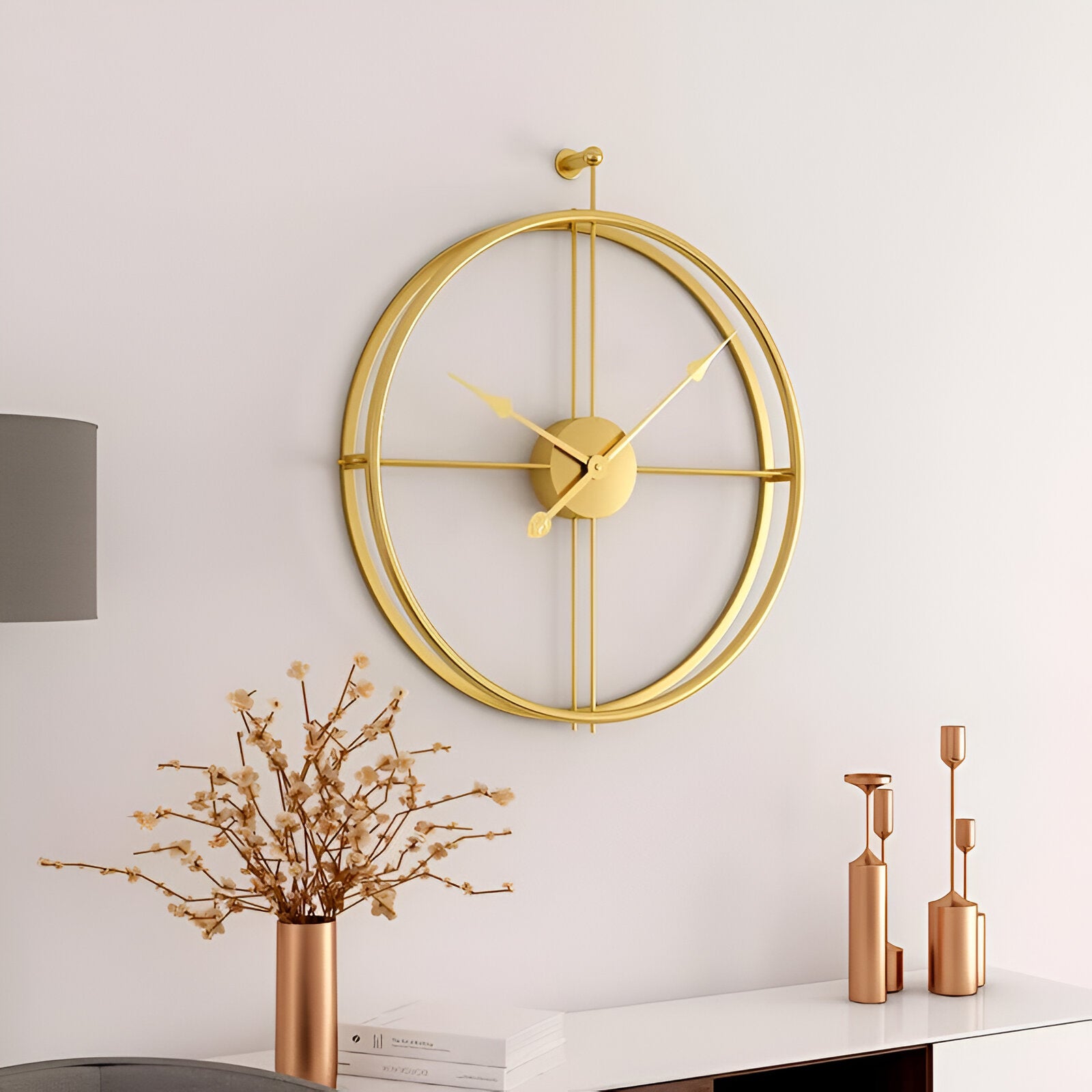 Luxury Gold Hanging Wall Clock – Modern Minimalist Design