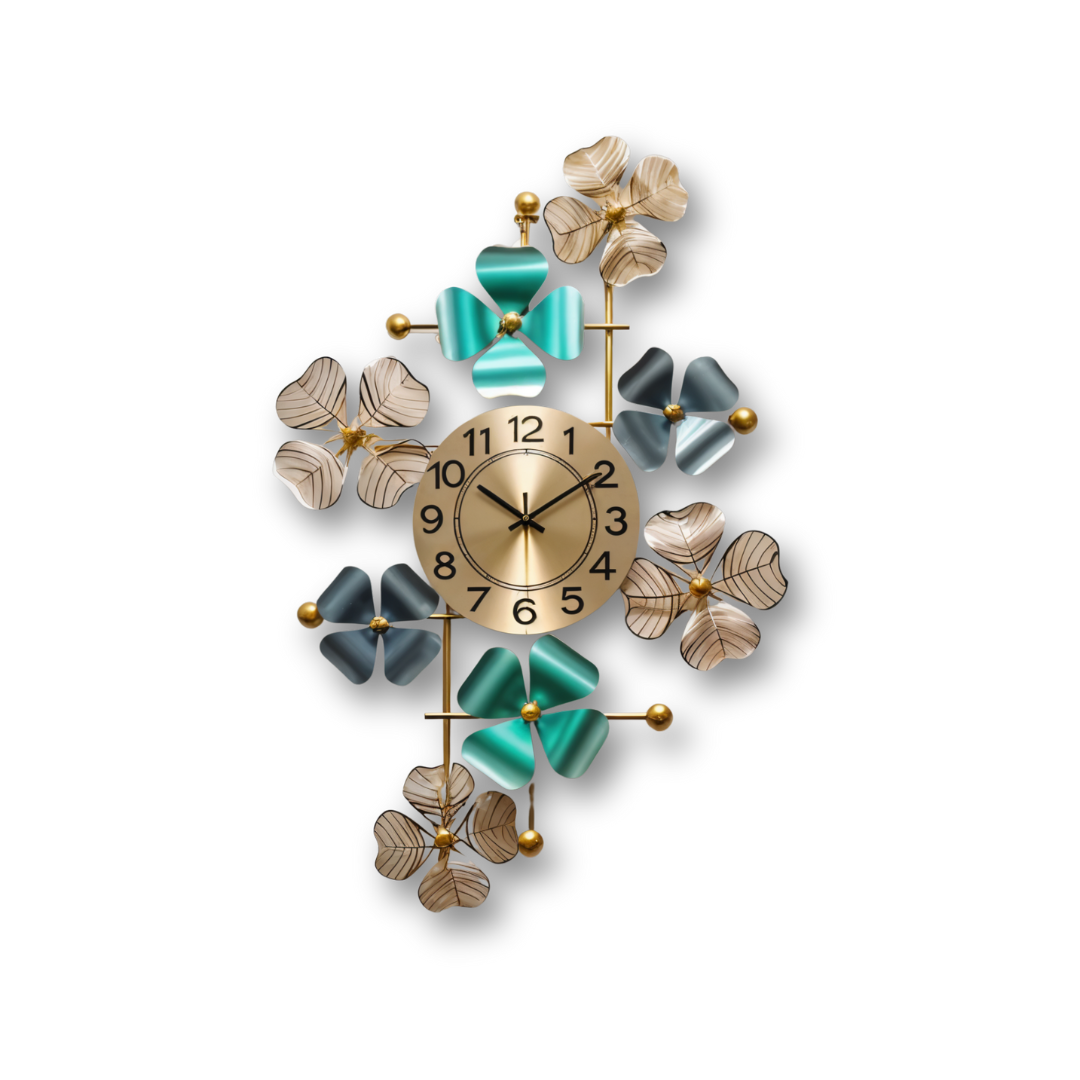 Alexander Floral Metal Wall Clock – Elegant Luxury Home Décor