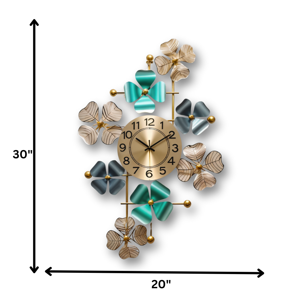 Alexander Floral Metal Wall Clock – Elegant Luxury Home Décor
