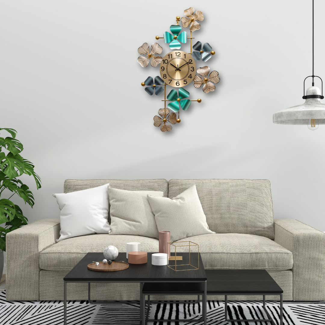 Alexander Floral Metal Wall Clock – Elegant Luxury Home Décor