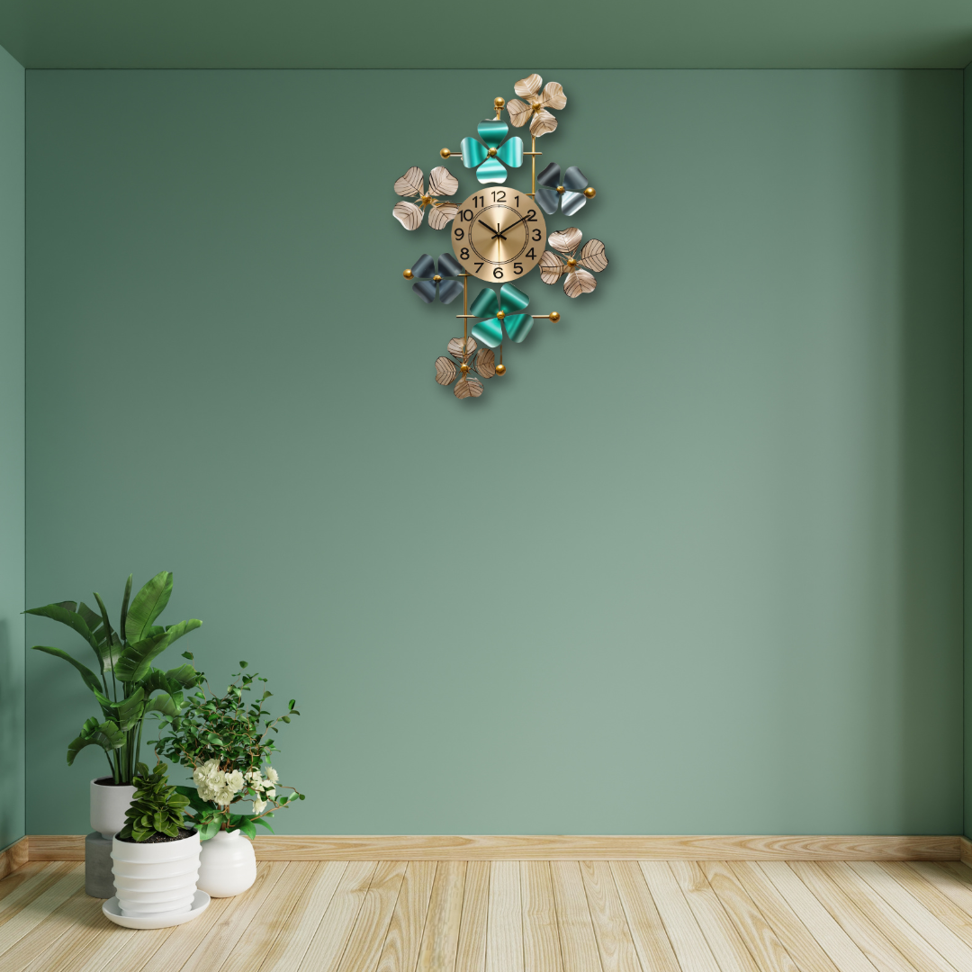 Alexander Floral Metal Wall Clock – Elegant Luxury Home Décor