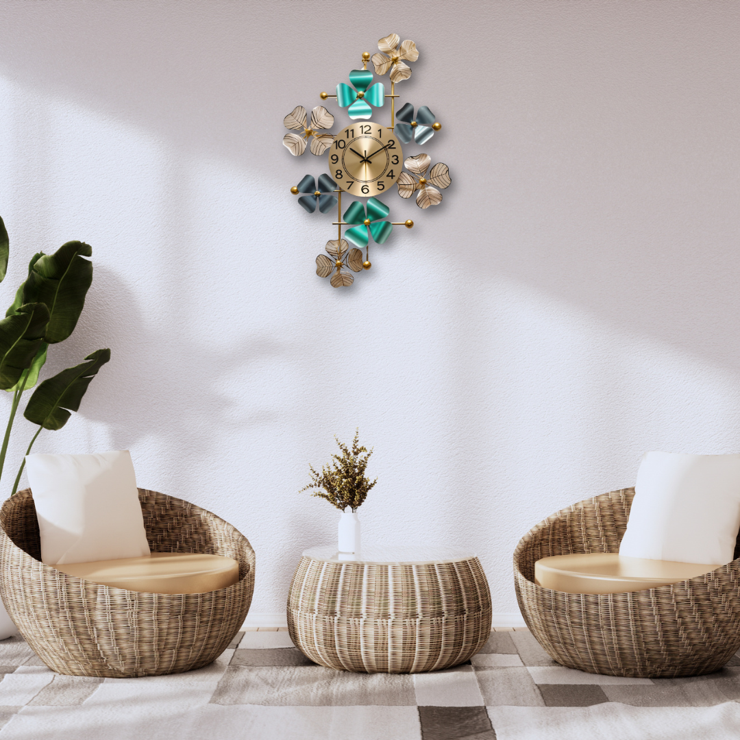 Alexander Floral Metal Wall Clock – Elegant Luxury Home Décor