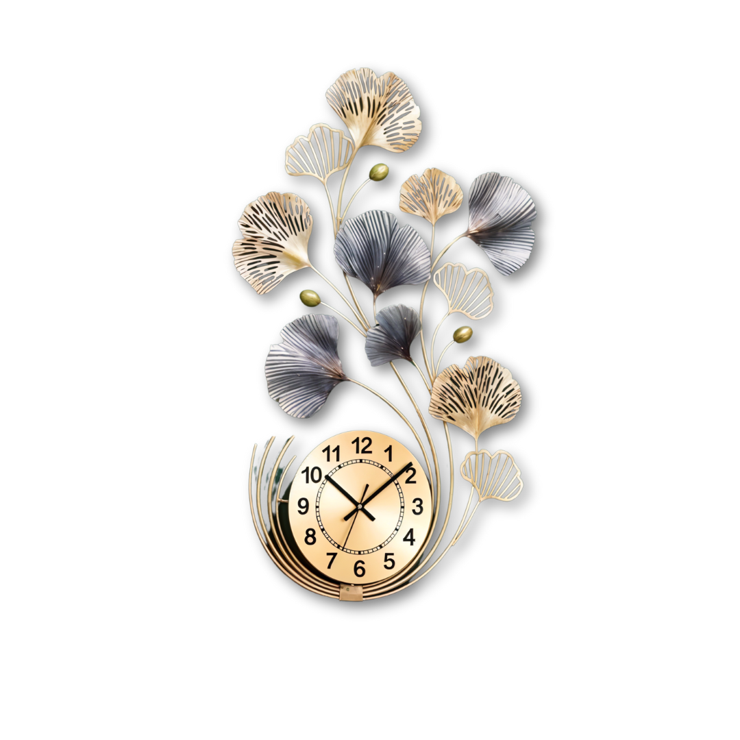 Stylish Metal Wall Clock – Luxury Floral Artistic Design
