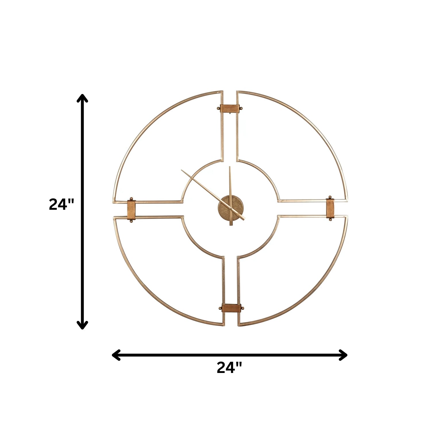 Golden Metal Analog Round Clock Reflecting Elegance With Luxe Finish