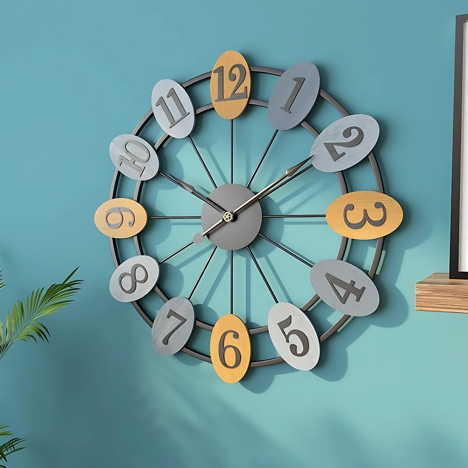 Big Encarved Numbering Metal Wall Clock Making A Bold Statement