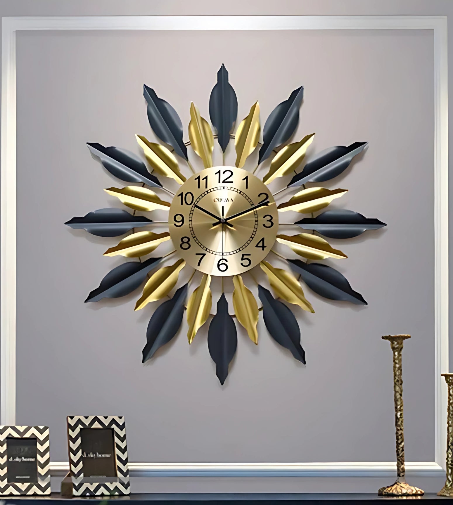 Black & Golden Designer Metal Wall Clock Enhancing Stylish Interiors