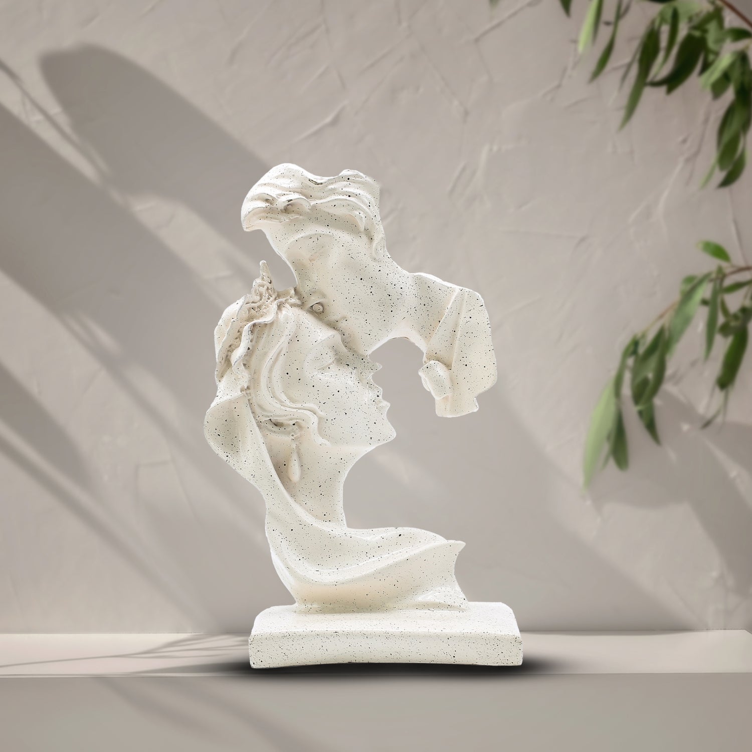 Abstract Romantic Couple White Sculpture For Modern Home Decor Accent