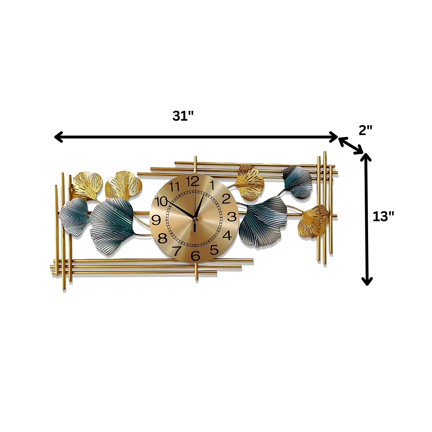 Creative Luxury Multicolor Leaf Design Metal Wall Clock