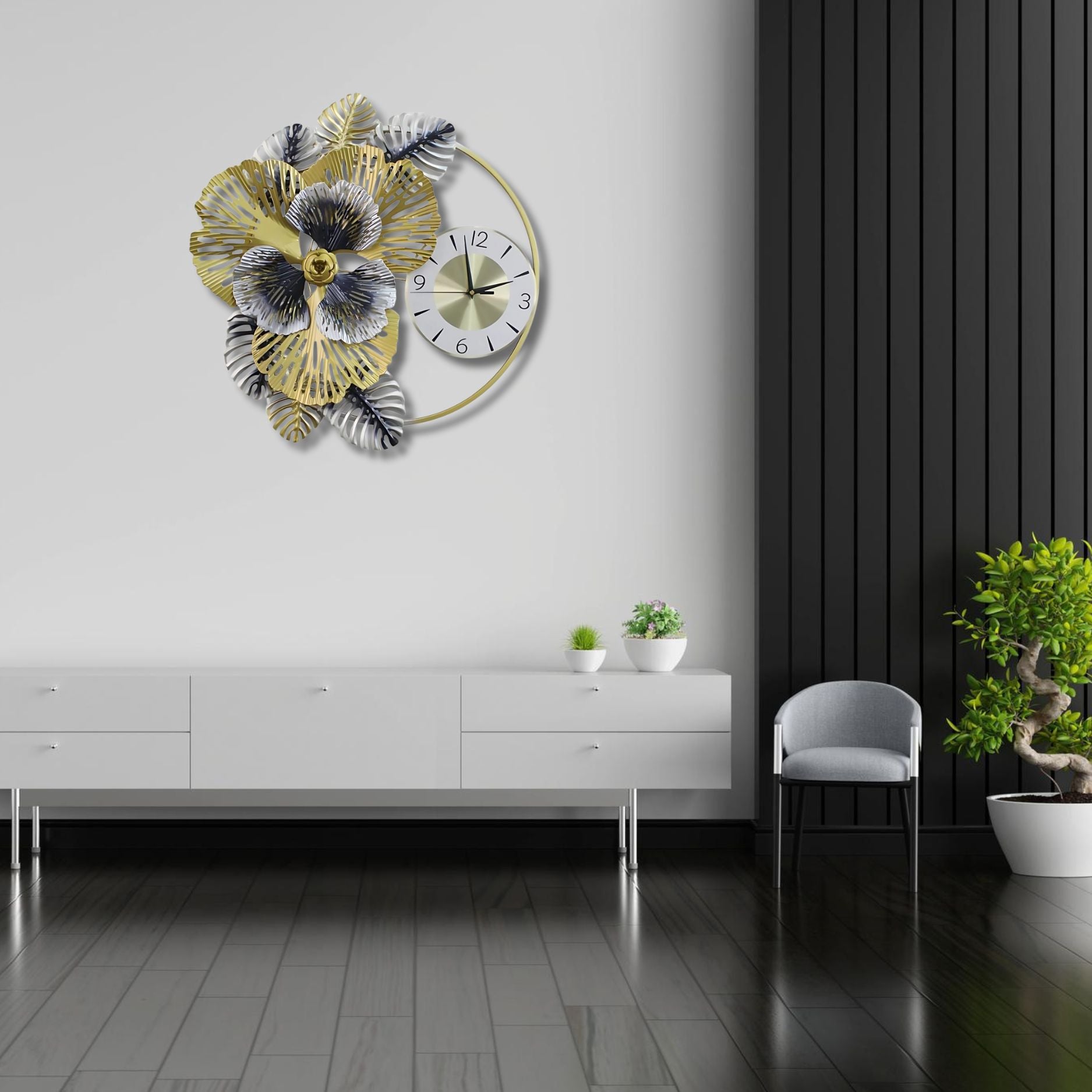 Luxury Floral Wall Clock Blooming With Elegance & Timeless Style