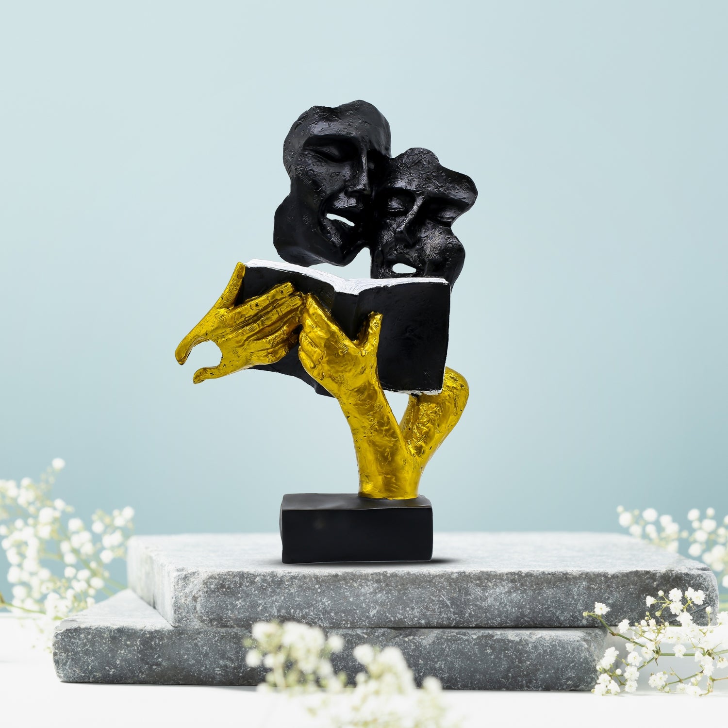 Modern Artistic Couple Reading Sculpture For Stylish Home Decor Accent