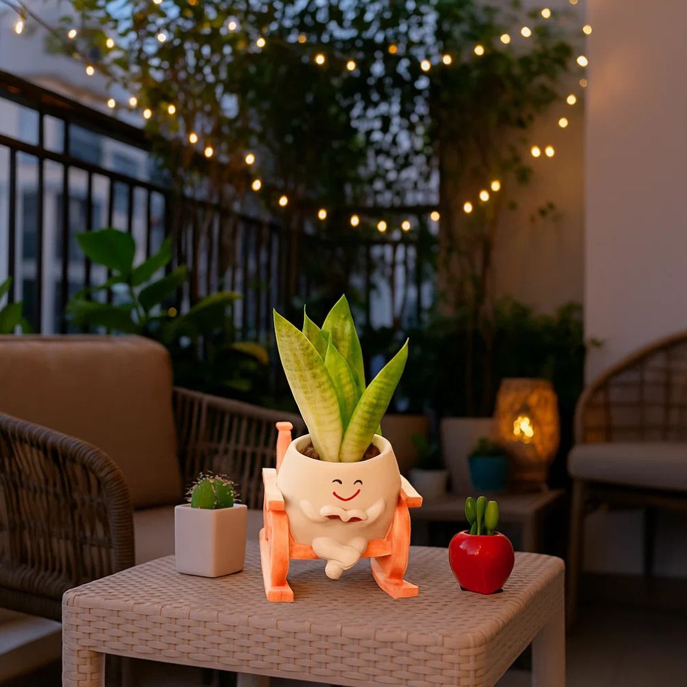 Whimsical Seat of Stories Planter With Cart Design For Home Decor