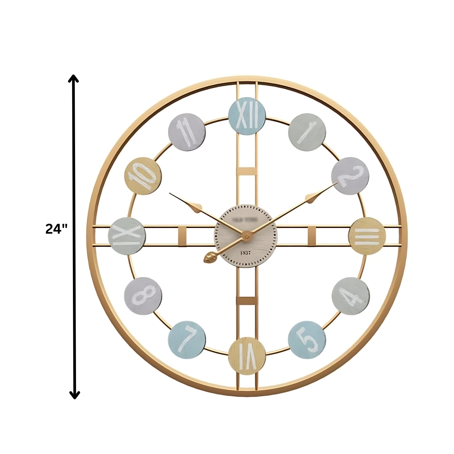 Color Palette Round Metal Wall Clock Adding Vibrant Artistic Touch