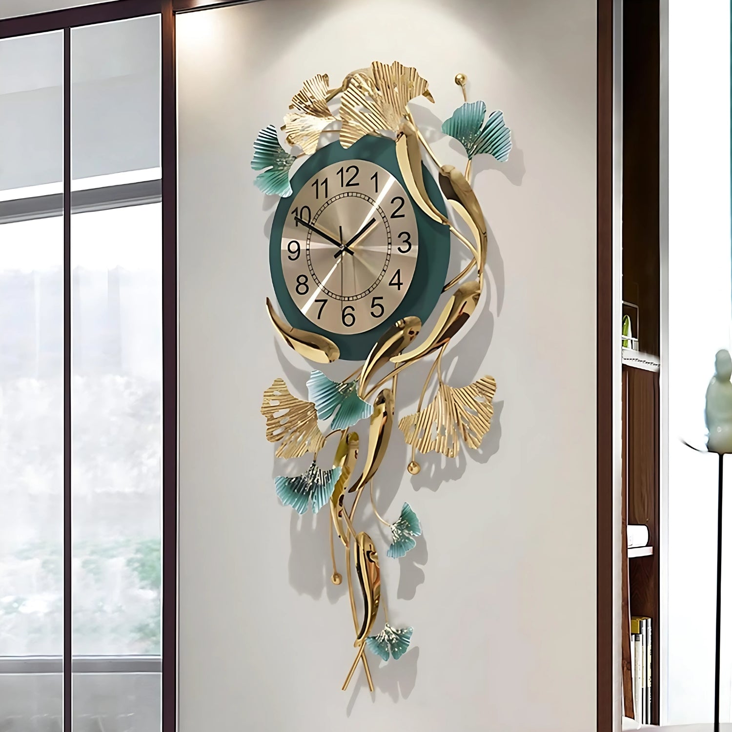 Vertical Fish Designer Wall Clock Showcasing Artistic Nautical Charm