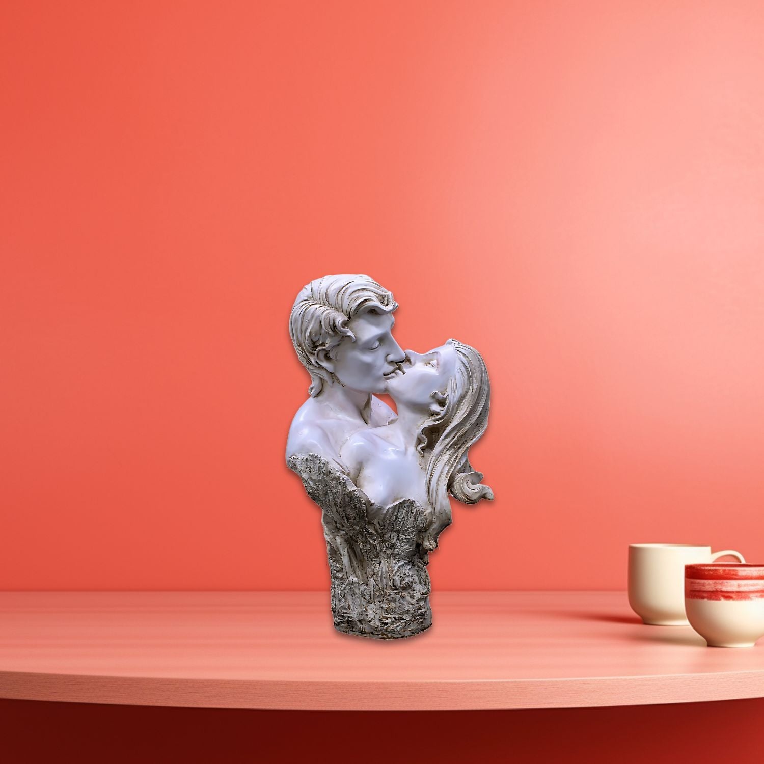 Elegant Valentine Couple Kiss Sculpture For Romantic Home Decor Accent