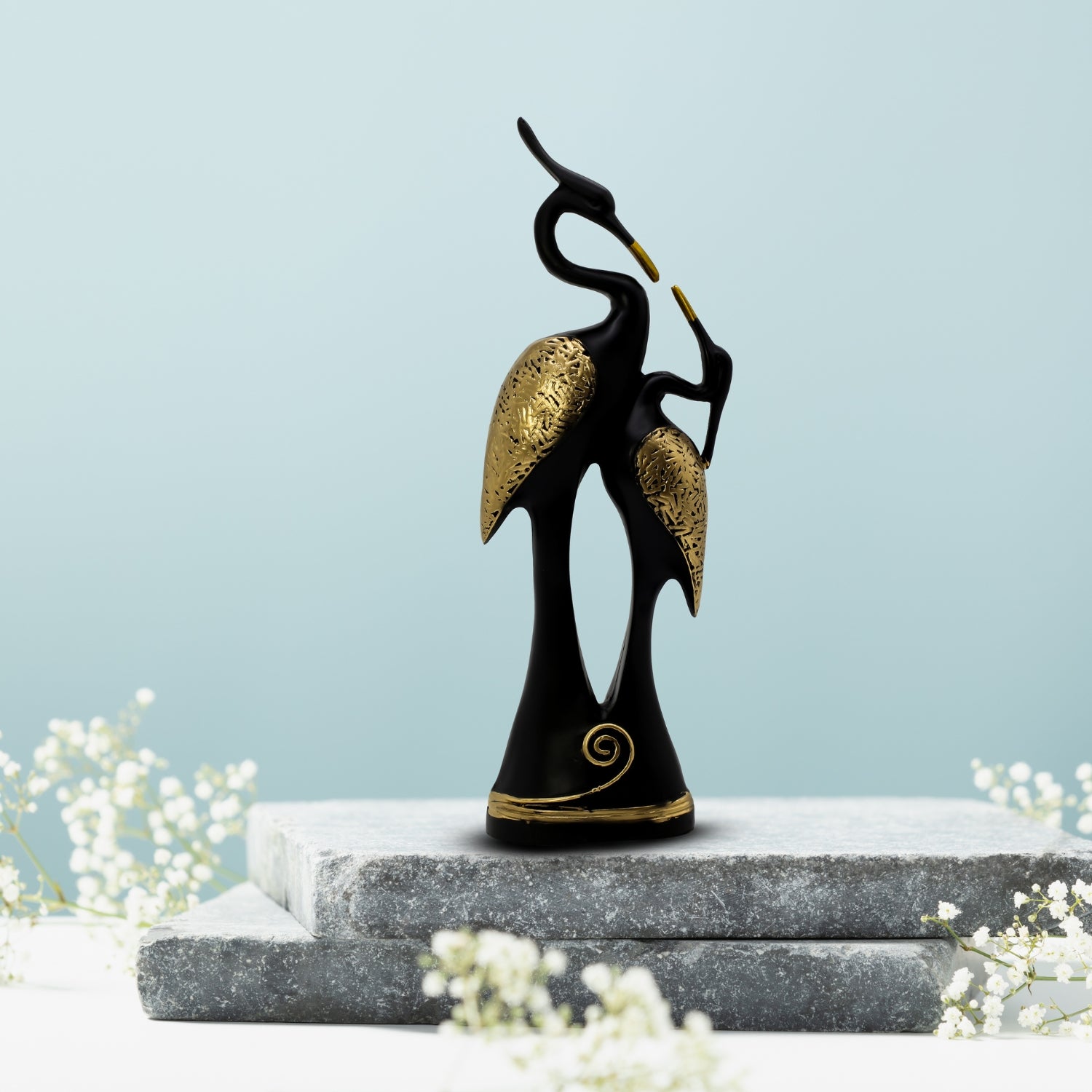 Graceful Crane Decor With Gold Detailing For Elegant Spaces