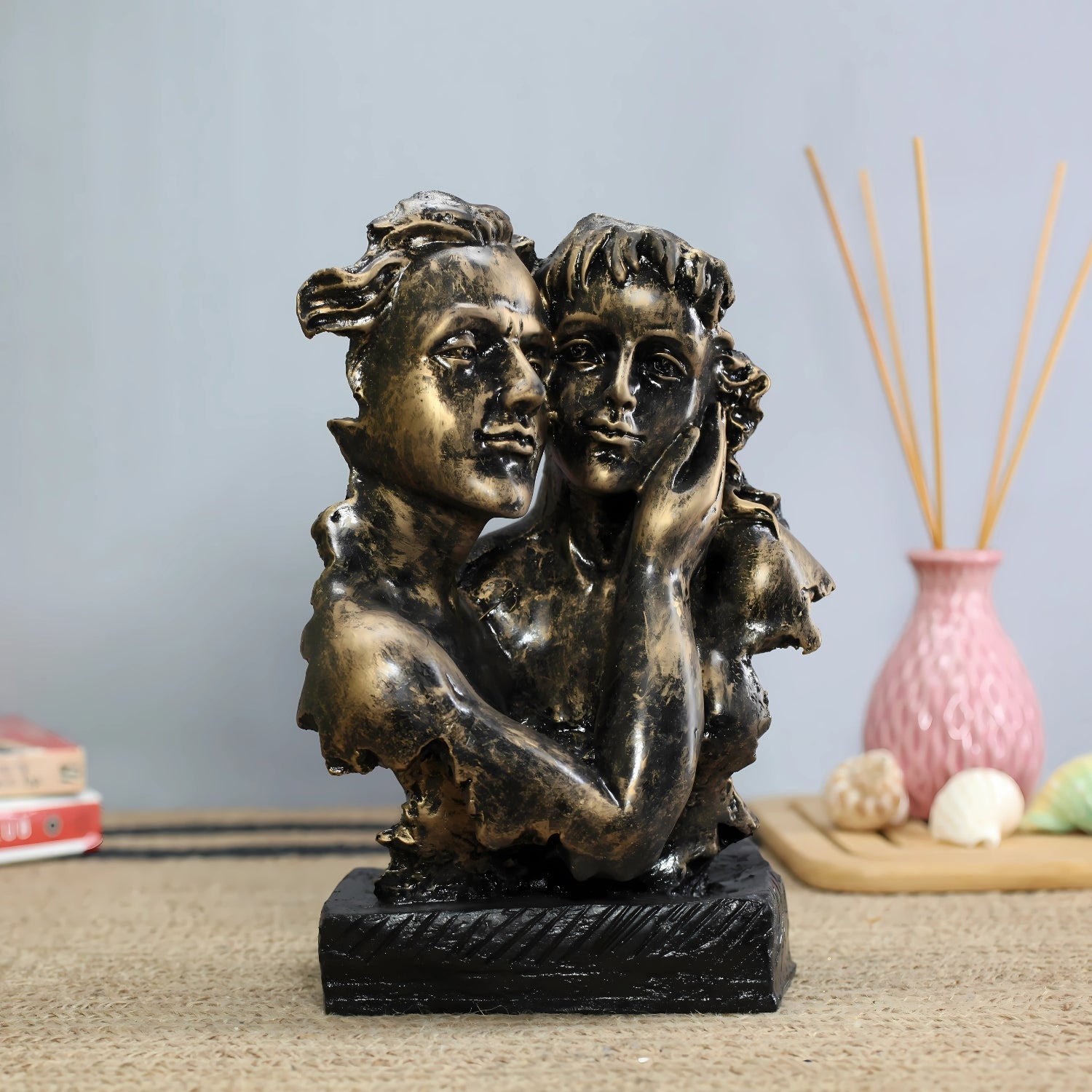 Elegant Romantic Bronze Couple Sculpture For Sophisticated Home Decor Accent