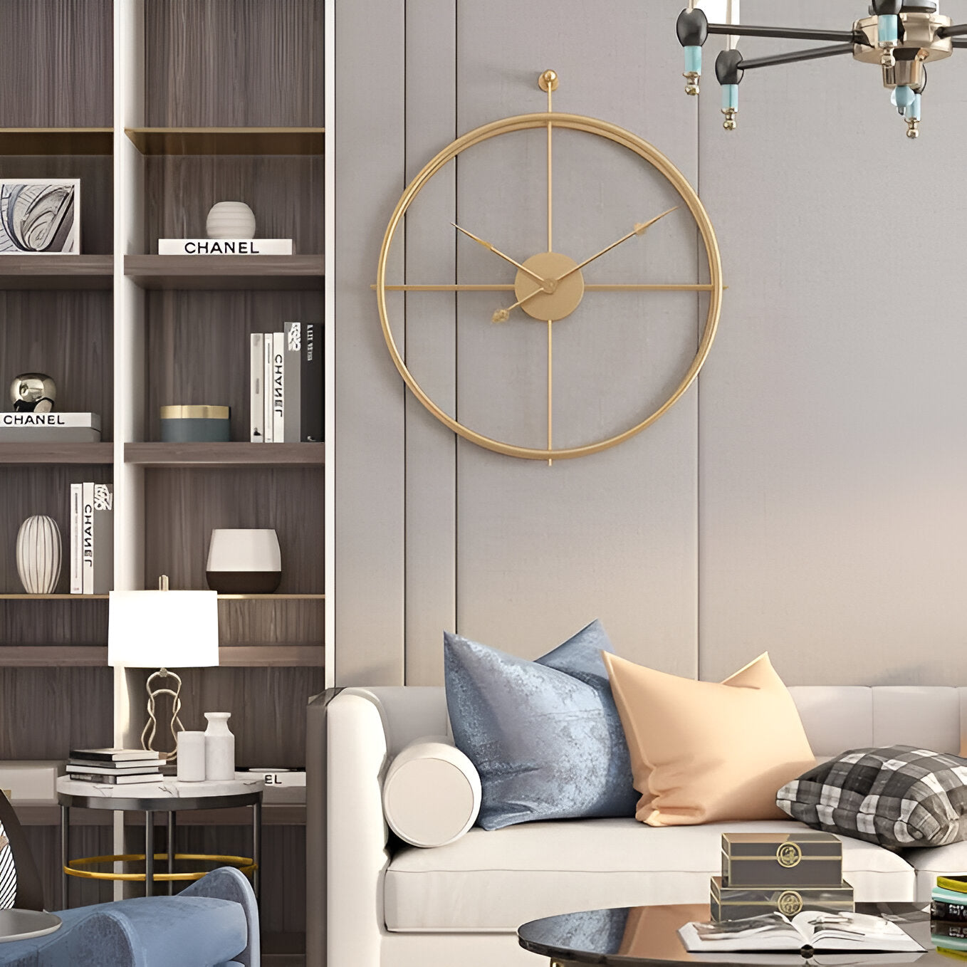 Luxury Gold Hanging Wall Clock – Modern Minimalist Design