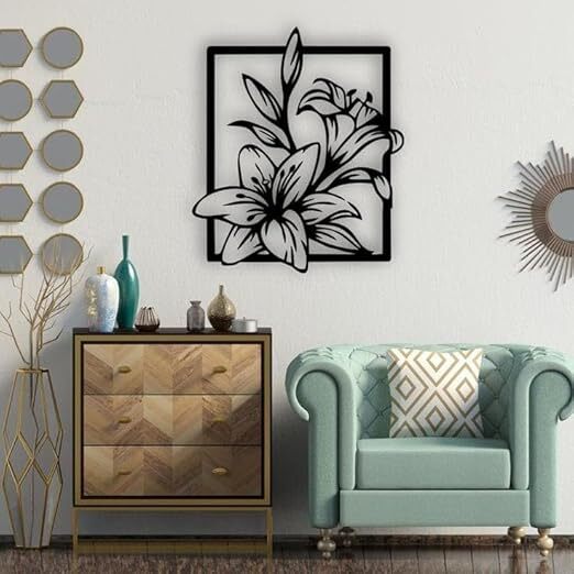 Floral Metal Wall Art – Elegant Lily Blossom Décor