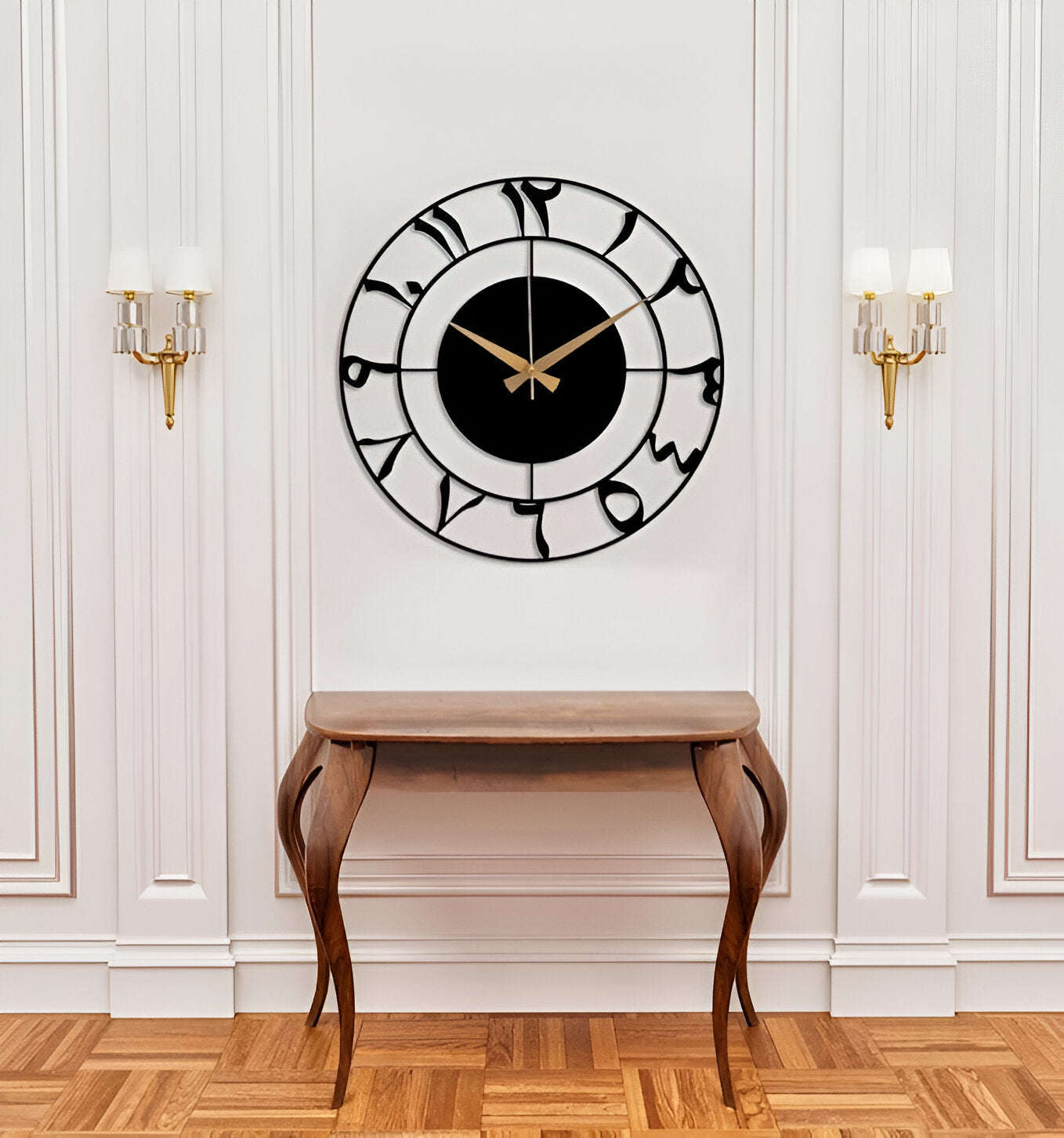 Elegant Black & Gold Roman Numeral Wall Clock – Modern Art Design
