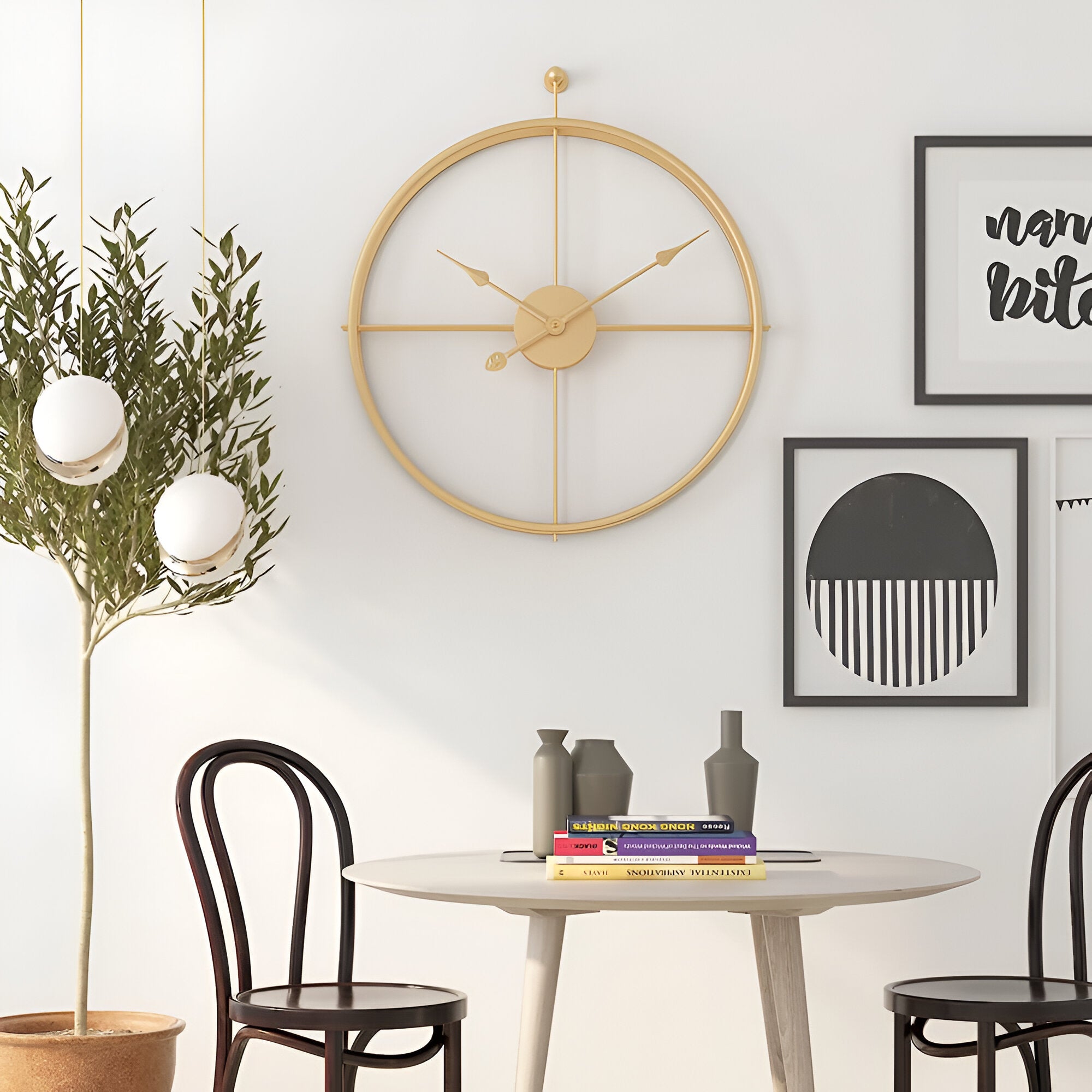 Luxury Gold Hanging Wall Clock – Modern Minimalist Design