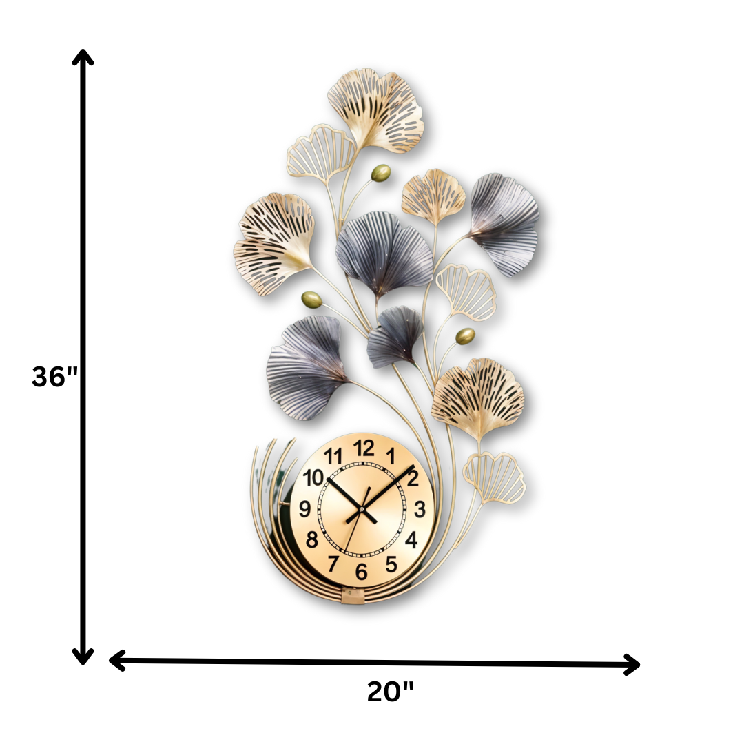 Stylish Metal Wall Clock – Luxury Floral Artistic Design