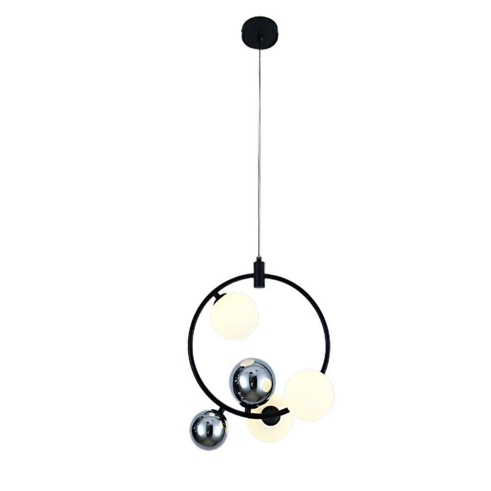 Elegant 3-Light Ceiling Pendant - Black Chrome With Milky Glass