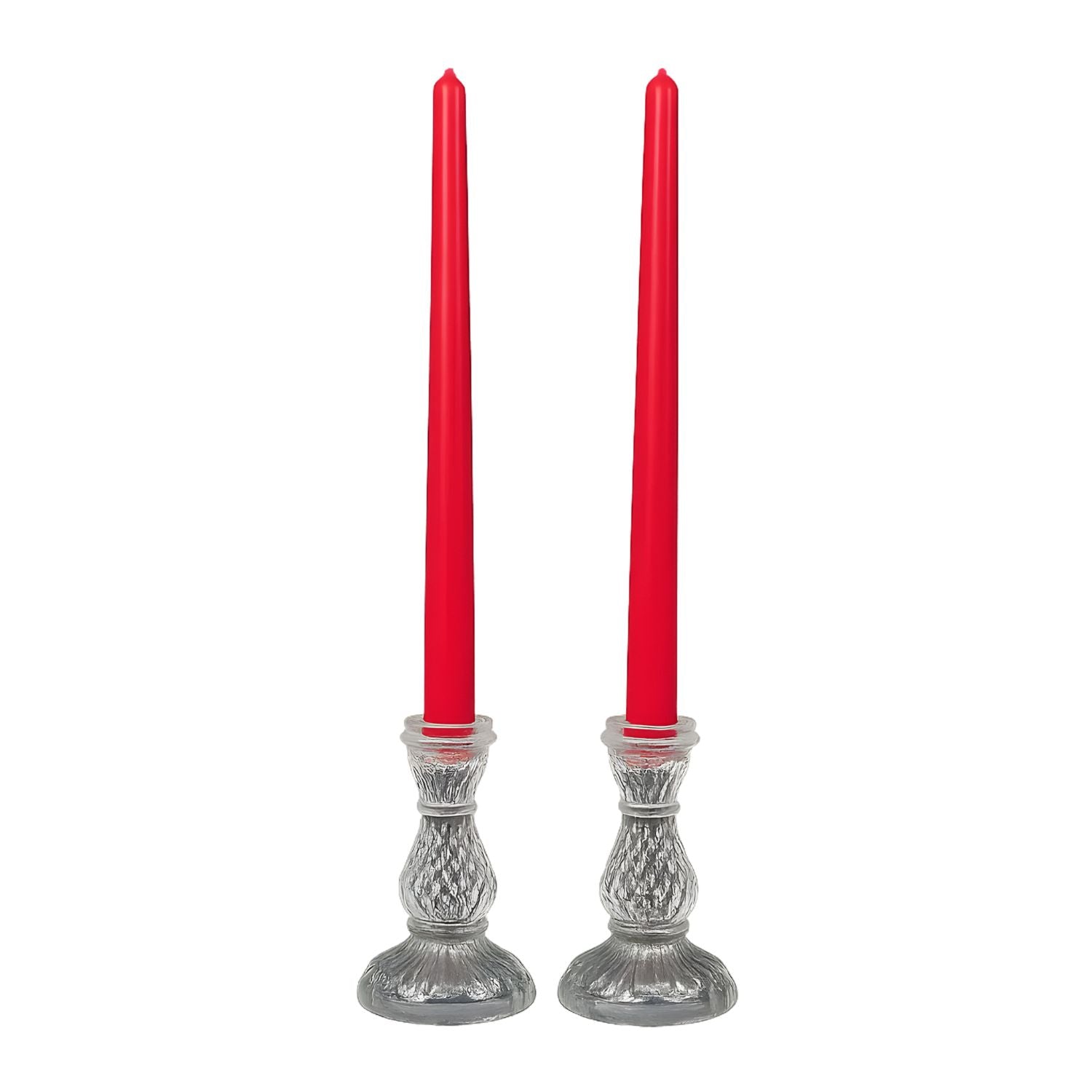 Elegant Glass Glow Taper Candle Set With Classic Holders
