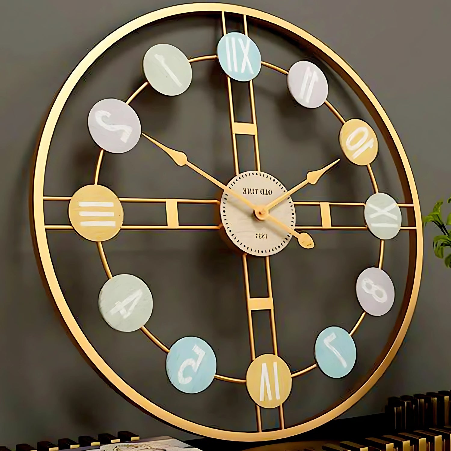 Color Palette Round Metal Wall Clock Adding Vibrant Artistic Touch