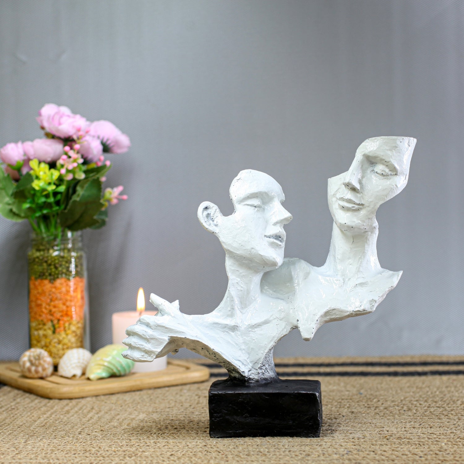 Contemporary Abstract Couple Sculpture For Modern Home Decor Accent