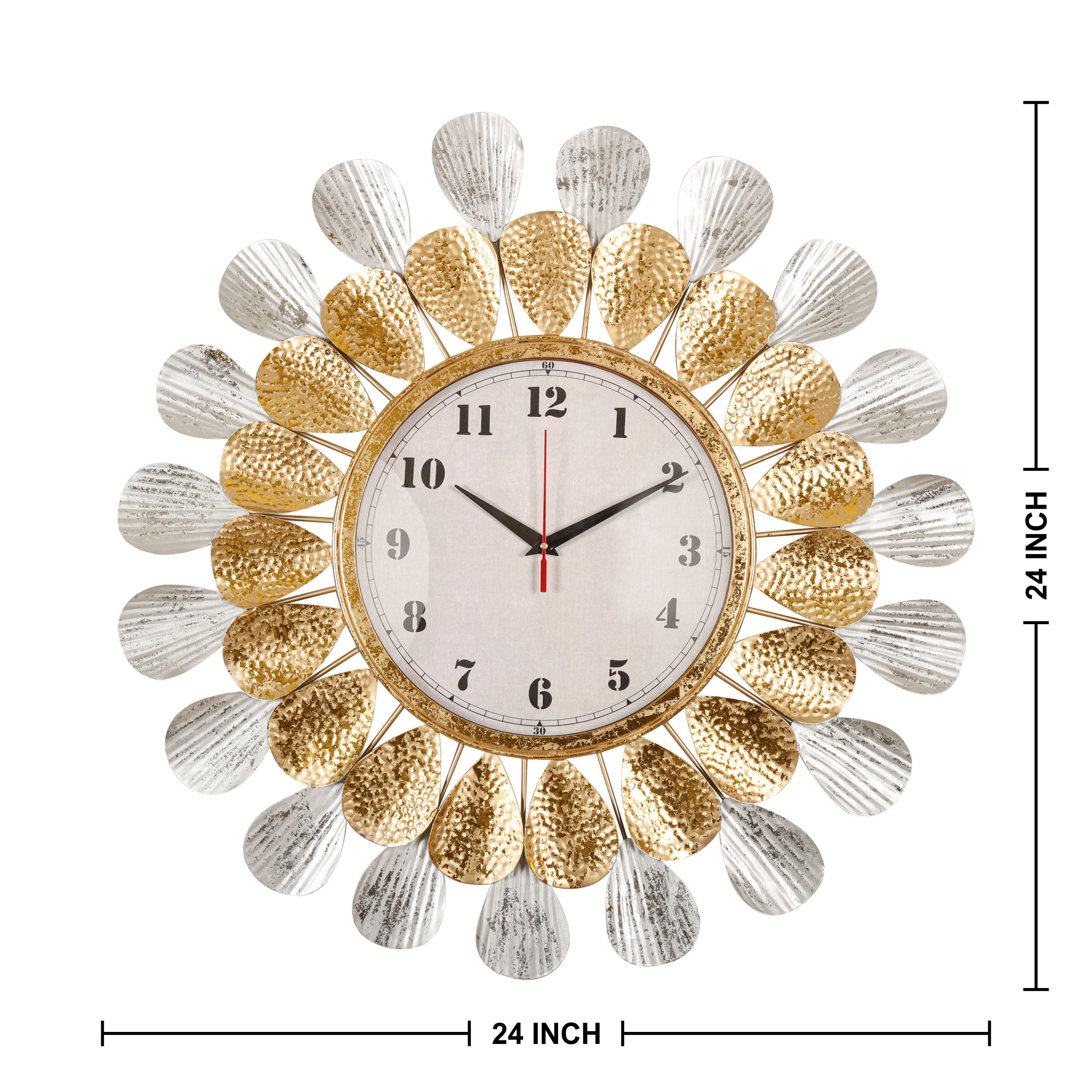 Elegant Gold & Silver Decorative Wall Clock with Modern Design