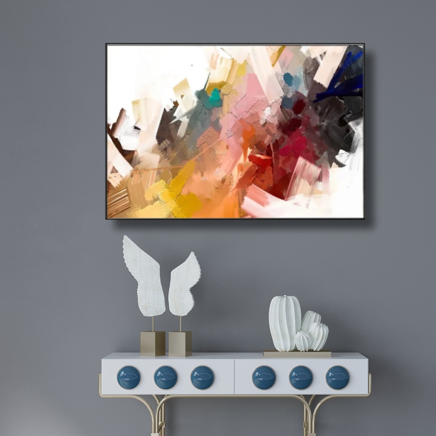 Vibrant Abstract Color Splash Framed Canvas Wall Art