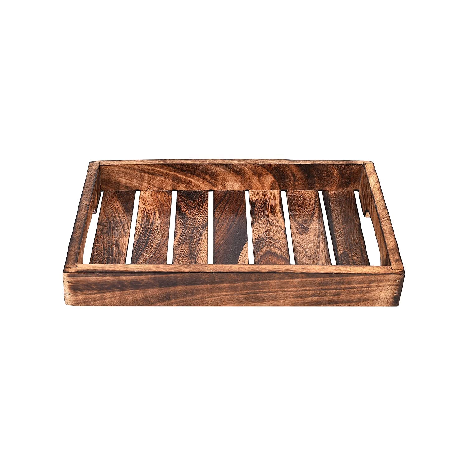Rustic Wooden Slatted Serving Tray - Nestern