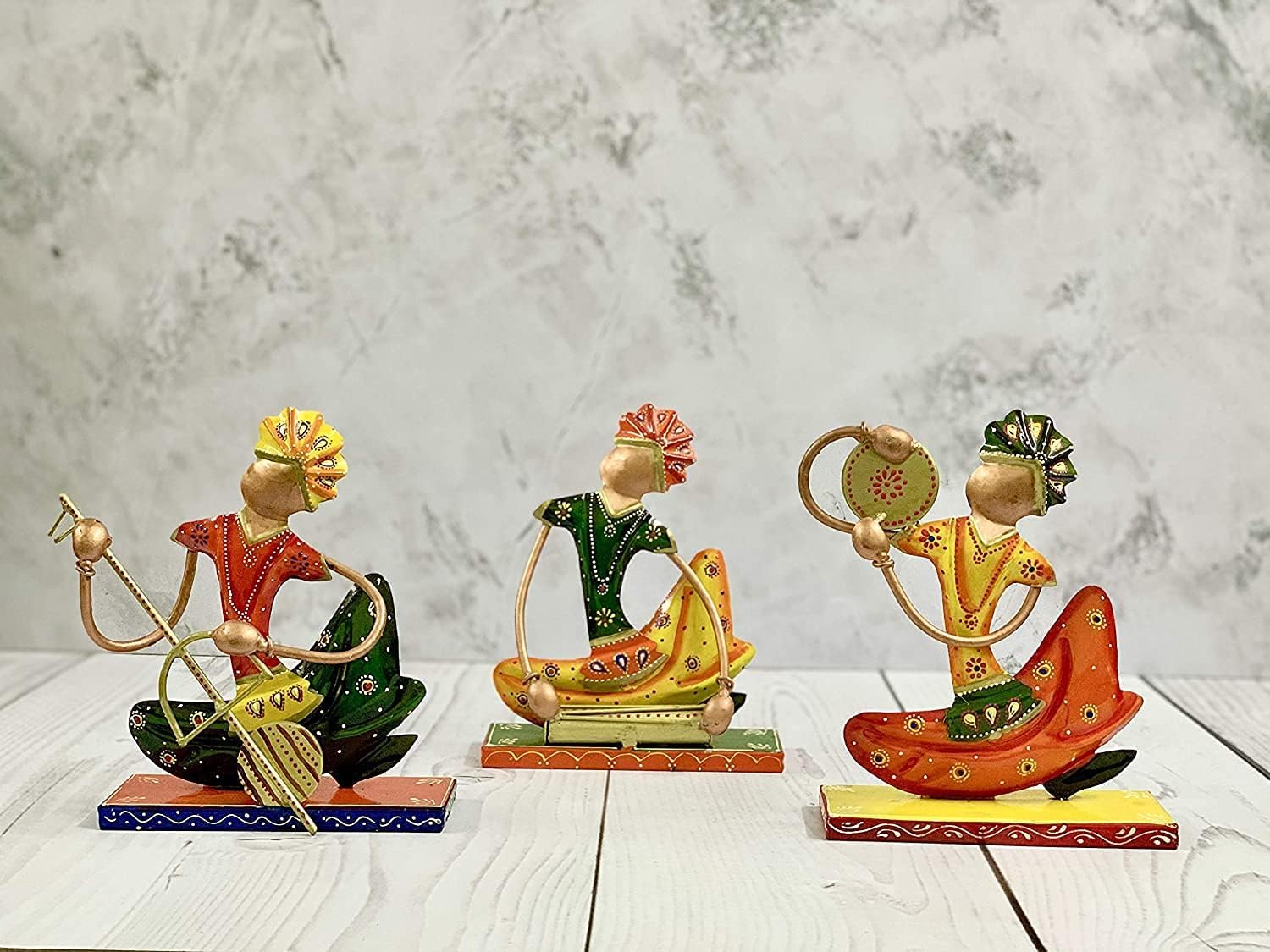 Metal Tribal Musician Figurines (Set of 3) - Nestern