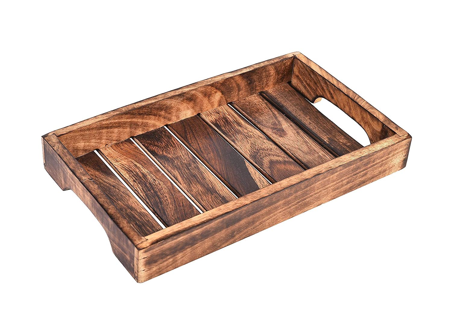 Rustic Wooden Slatted Serving Tray - Nestern