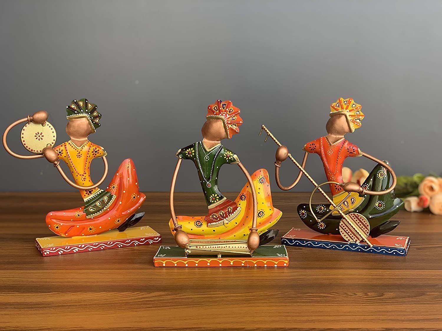 Metal Tribal Musician Figurines (Set of 3) - Nestern