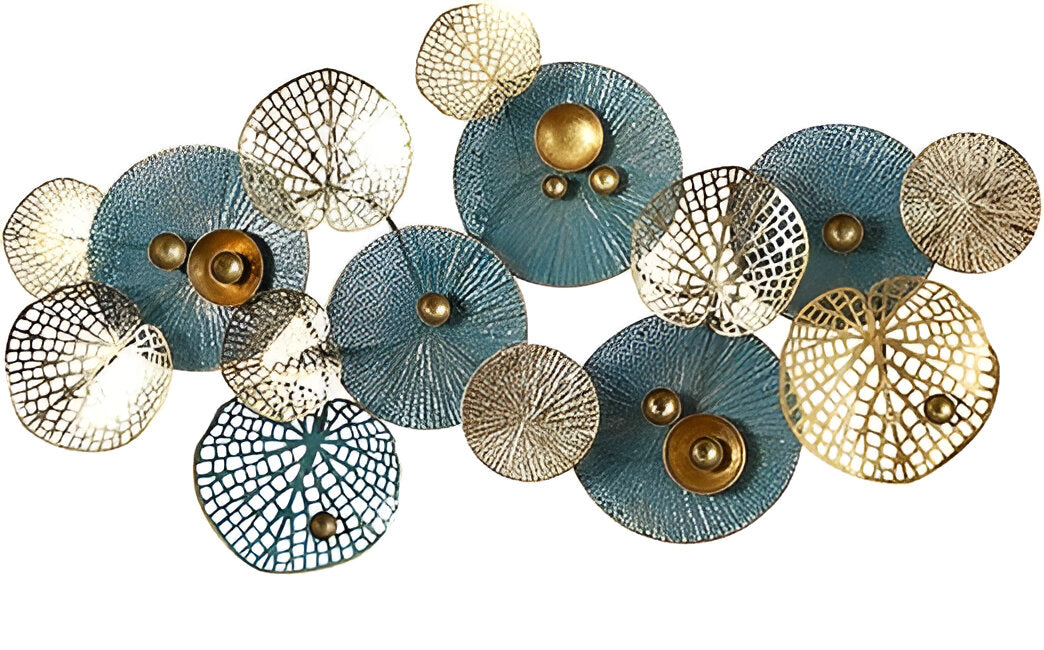 Modern Gold & Teal Abstract Metal Wall Art – 3D Décor
