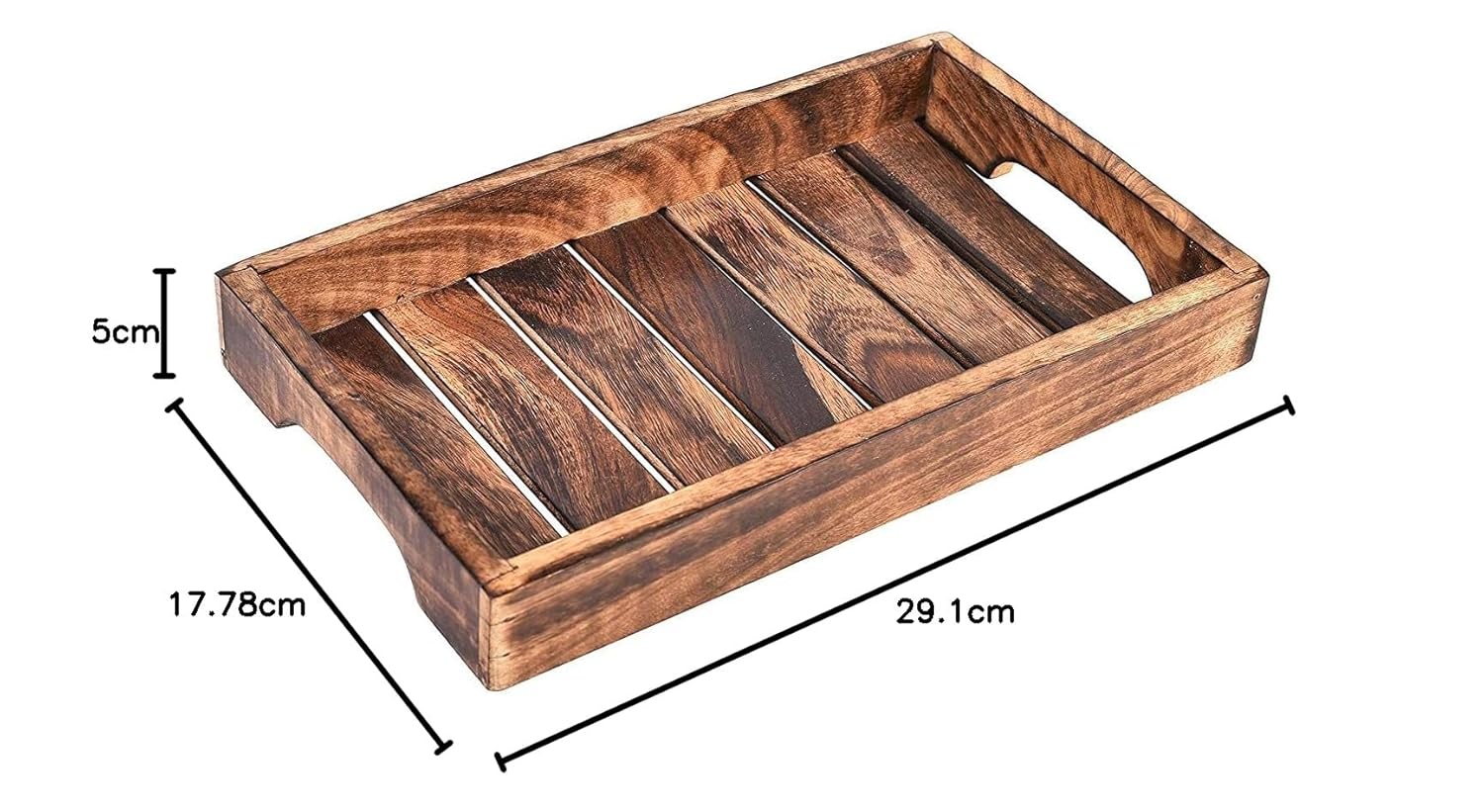 Rustic Wooden Slatted Serving Tray - Nestern
