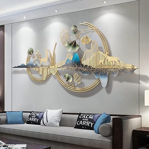 Luxury Mountain Landscape Metal Wall Art – Modern 3D Decor