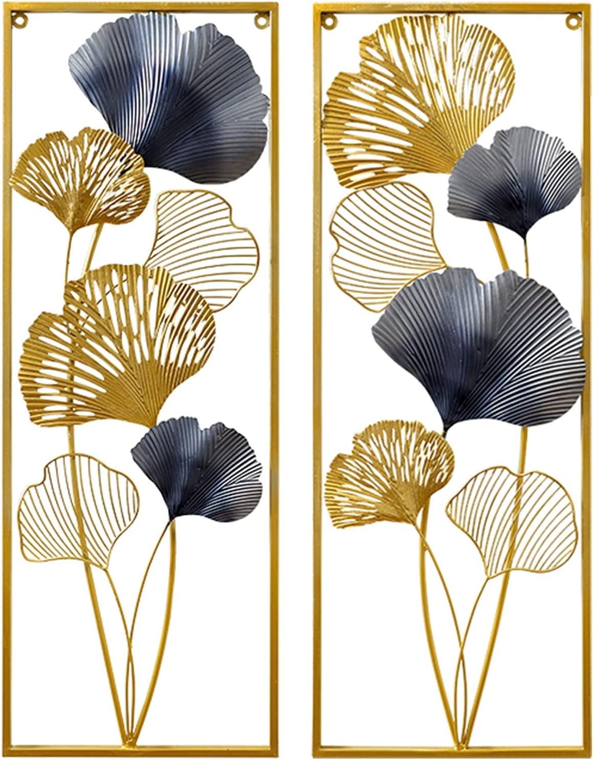 Modern Gold & Blue Ginkgo Leaf Wall Art