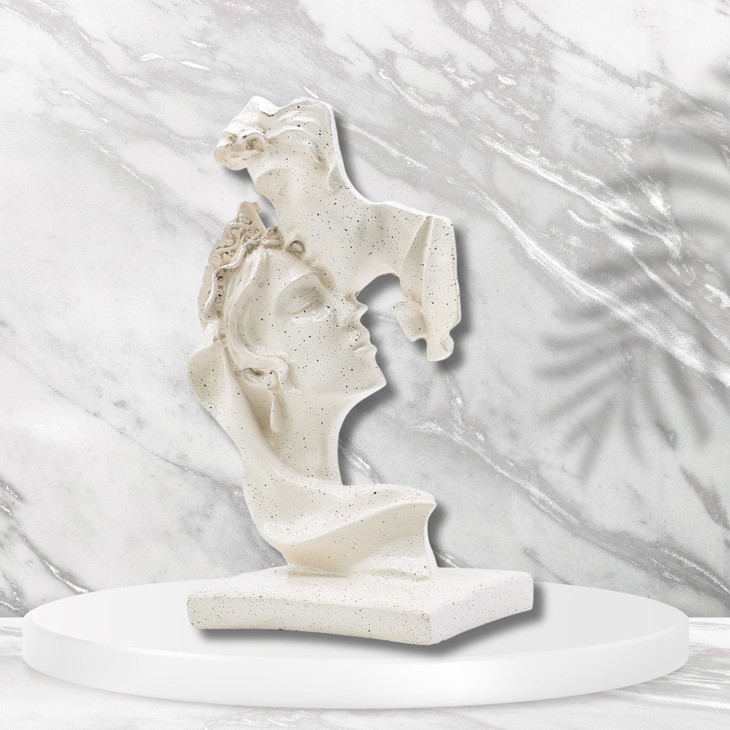 Abstract Romantic Couple White Sculpture For Modern Home Decor Accent