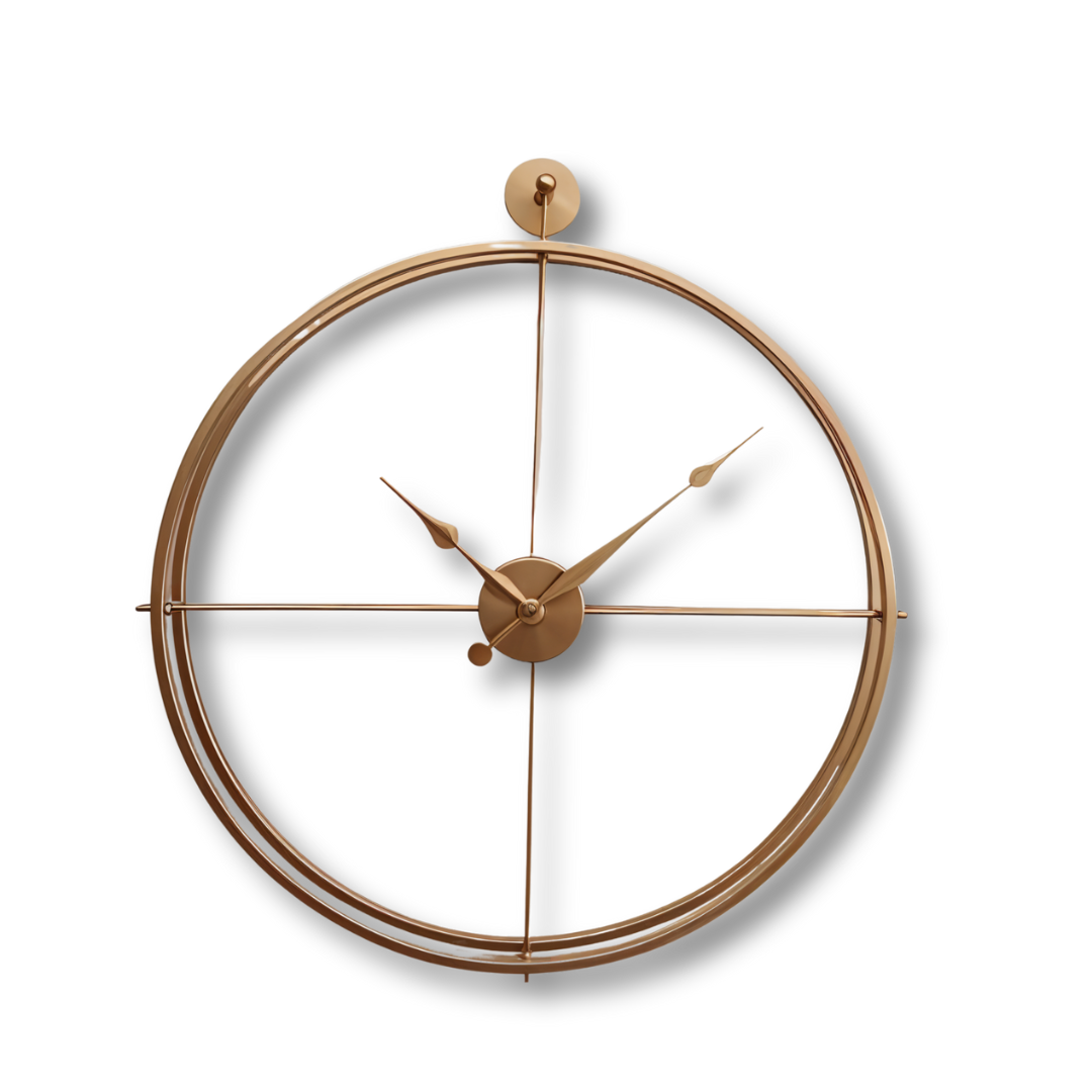 Golden Minimalist Metal Wall Clock – Modern Luxury Timepiece