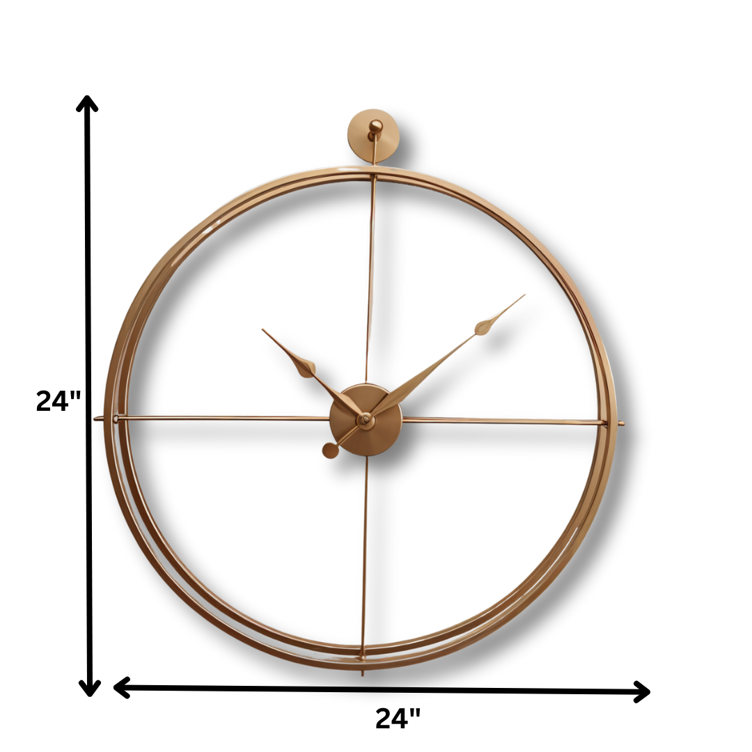 Golden Minimalist Metal Wall Clock – Modern Luxury Timepiece