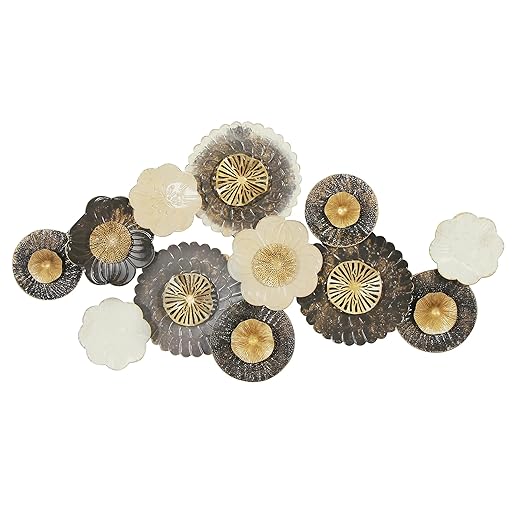 Elegant Metal Floral Wall Art – Gold & Black Decor