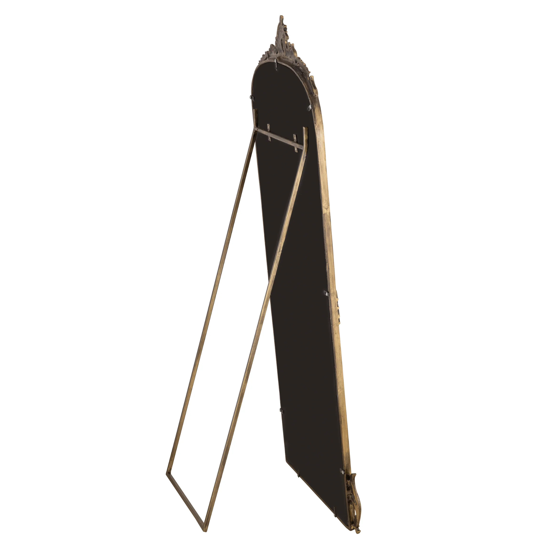 Vintage-Inspired Full-Length Standing Mirror with Ornate Arched Frame for Bedroom & Dressing Area