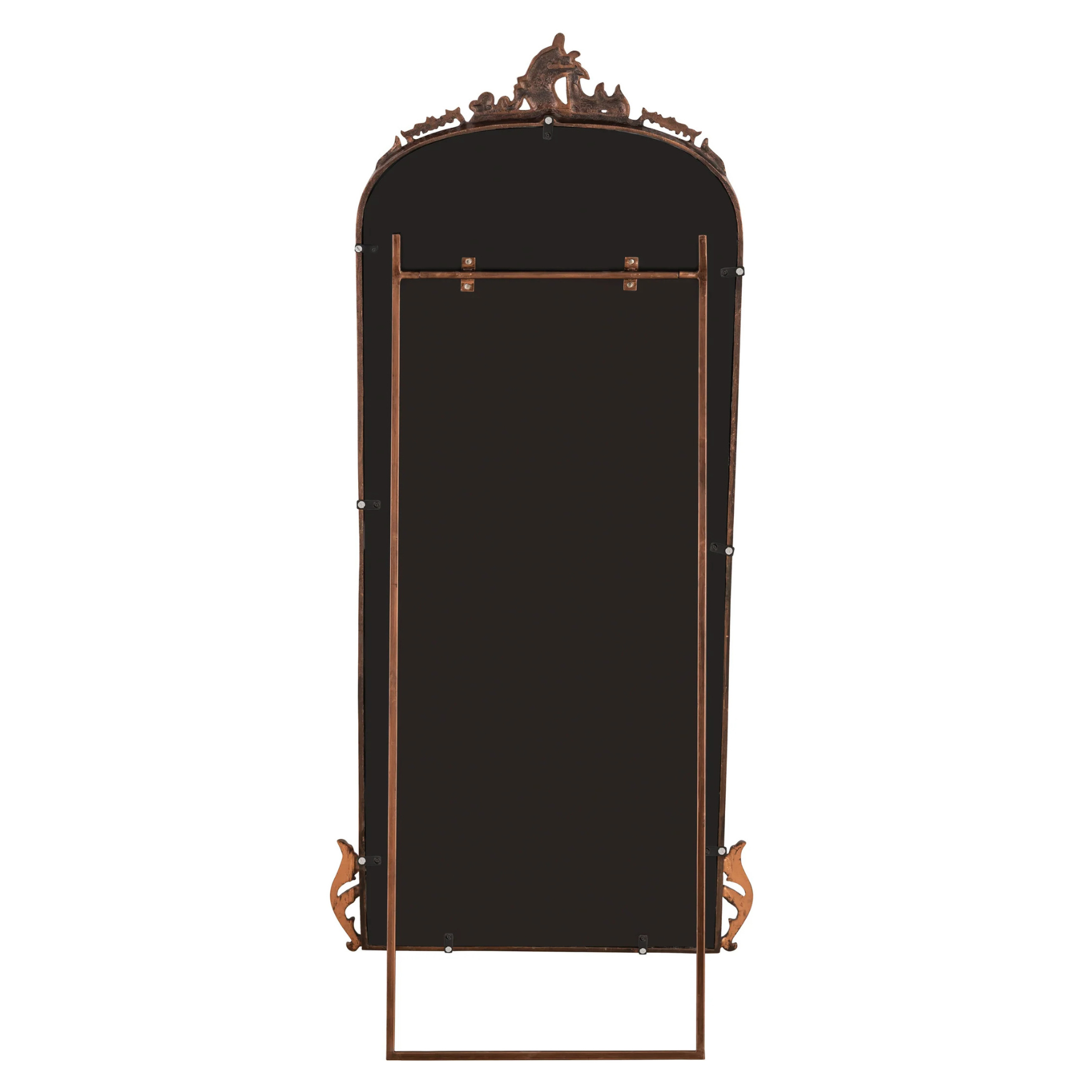 Hand-Casted Full-Length Standing Mirror with Ornate Detailing (Vintage Copper)