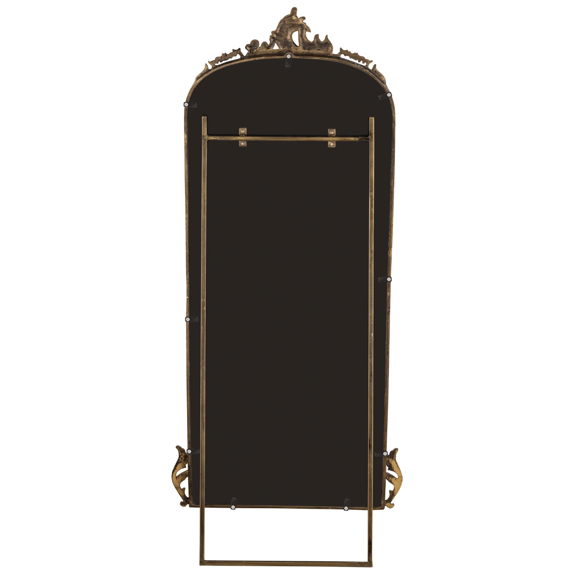 Vintage-Inspired Full-Length Standing Mirror with Ornate Arched Frame for Bedroom & Dressing Area